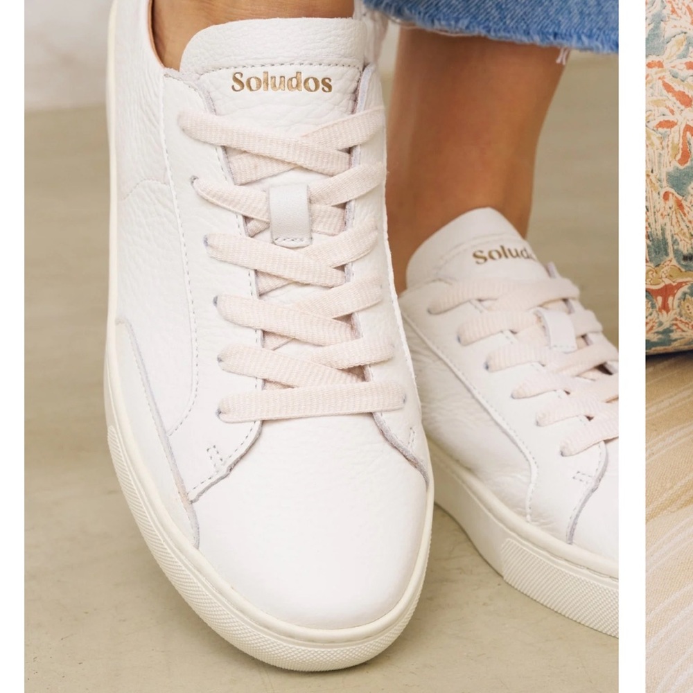 Soludos White Leather Ibiza Sneakers